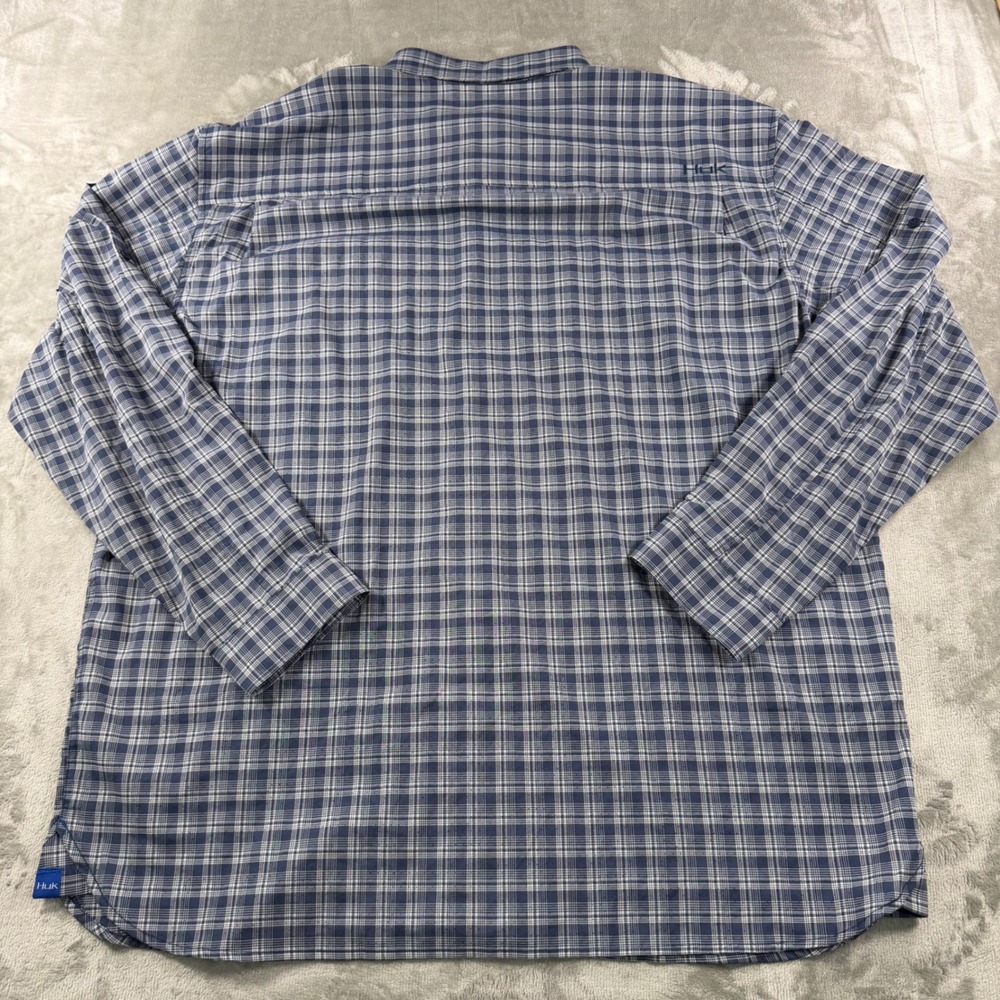 Huk Mens XXL Blue Plaid Performance Fishing Shirt LS Ventilated H1500066 - Picture 2 of 9